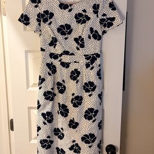 Boden Black and White Floral Midi Dress